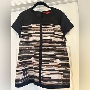 Narciso Rodriguez Black and Brown Striped Top